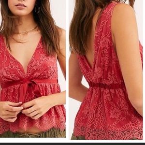 Free People frenchie kiss lace lined v neck size L